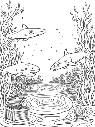 Giant Sharks in an Underwater Playground