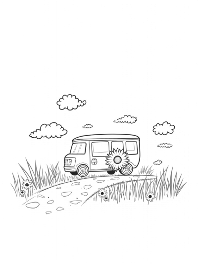 Giant Sunflower Bus in a Meadow