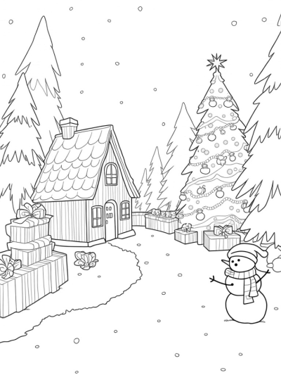 Holiday Market in a Snowy Forest