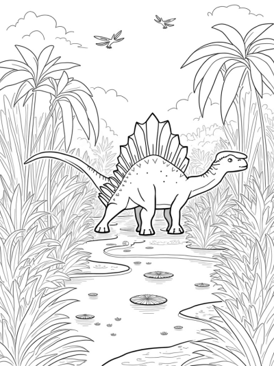 Stegosaurus in a Lush Prehistoric Jungle