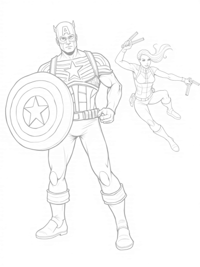 Captain America and Black Widow in Action