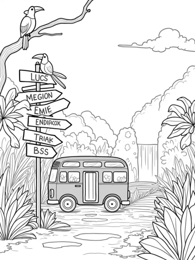 Bright Yellow Bus Station in a Jungle