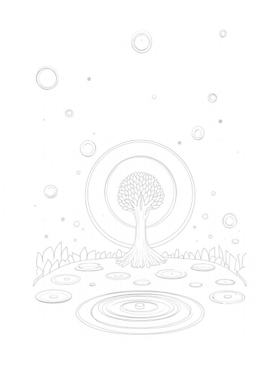 Serene Cosmic Garden with Luminous Circles